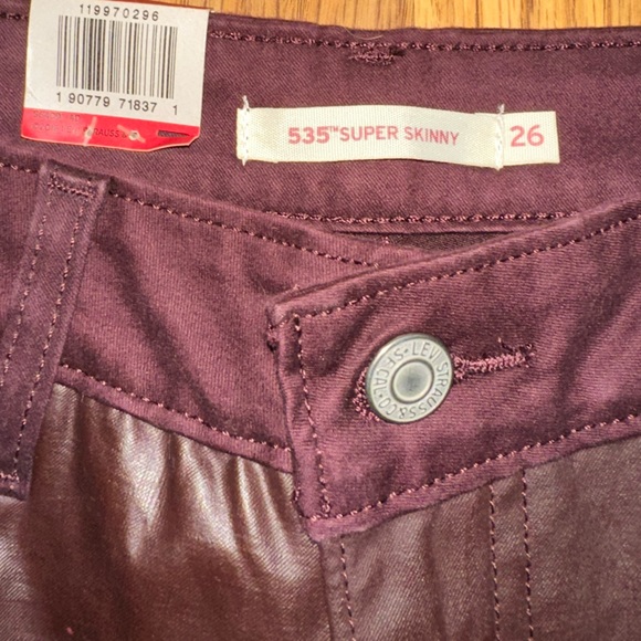 New with tag Levi’s 535 Super Skinny Biker Pants Faux Leathe - Picture 9 of 11